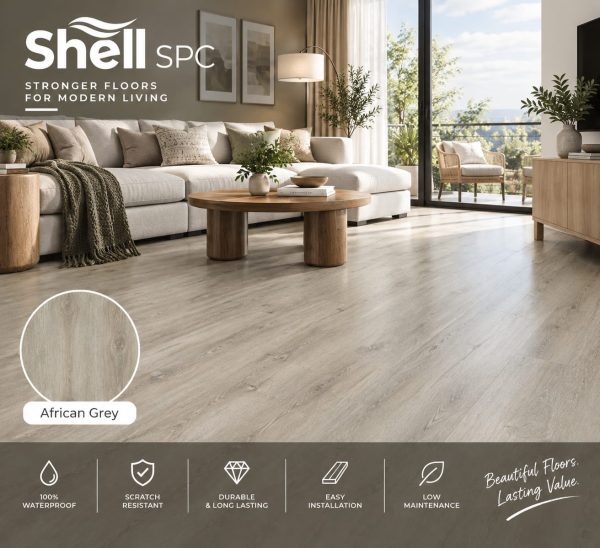 Shell SPC African Grey Rigid Core Vinyl Plank 600x548