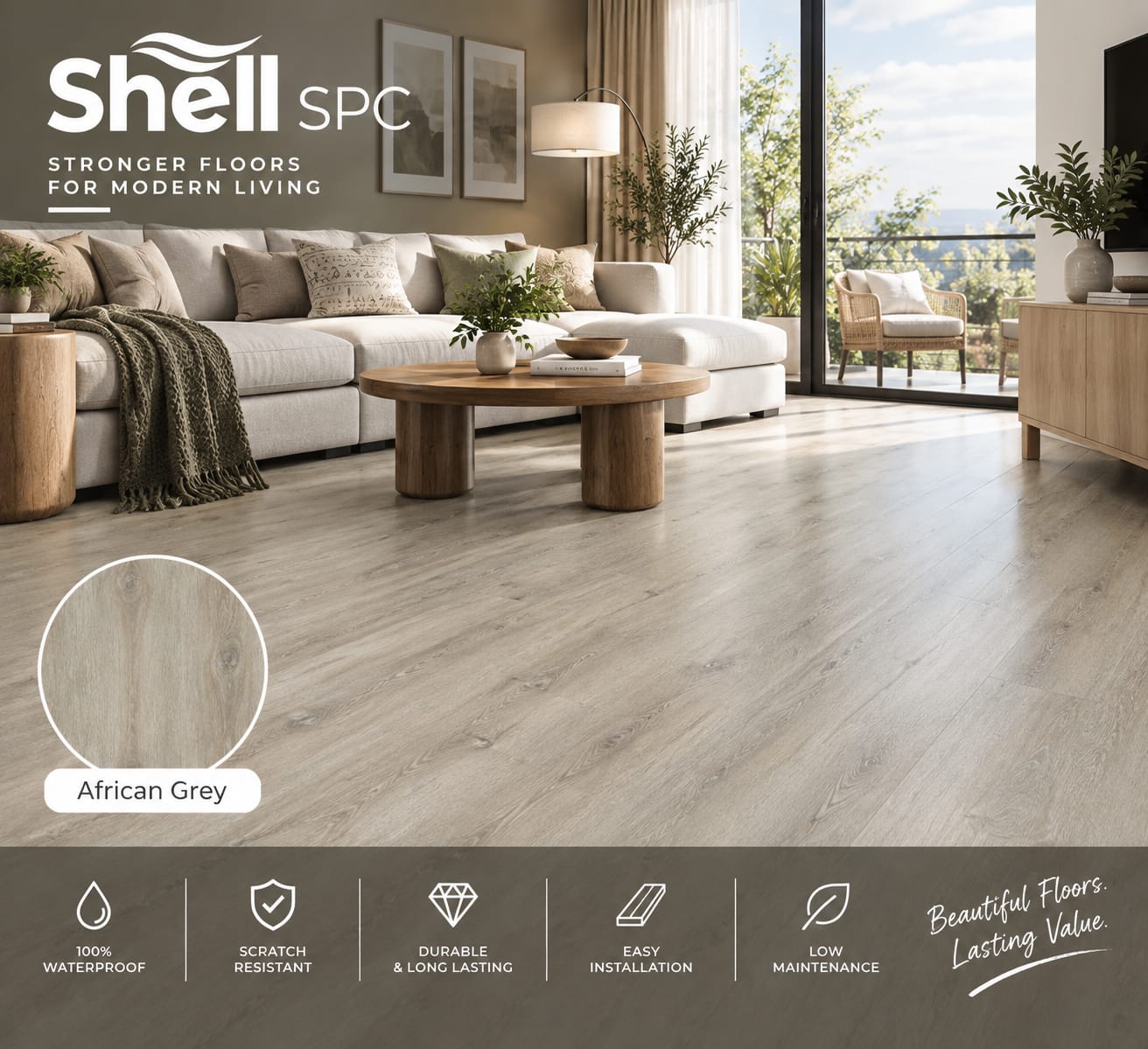 Shell SPC African Grey Rigid Core Vinyl Plank Image 2