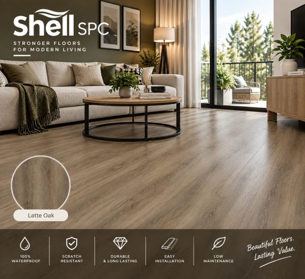 Shell SPC Latte Oak Rigid Core Vinyl Plank 600x548